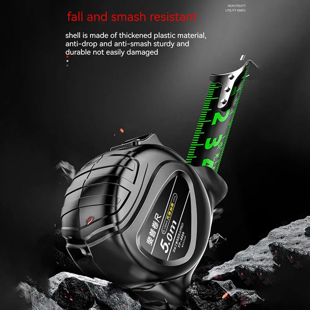Imagem -05 - Fita Métrica Fluorescente de Travamento Automático Resistente ao Desgaste à Prova de Queda Alta Precisão Preto 57 10m