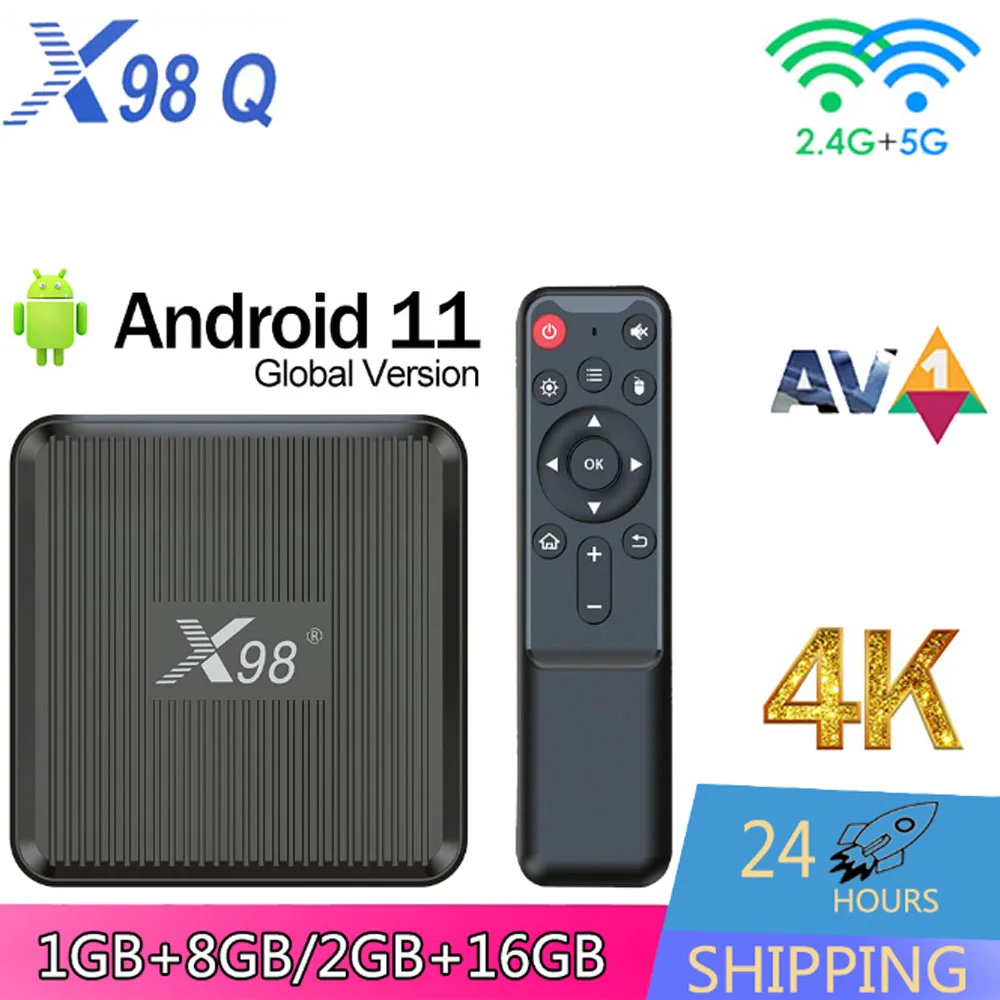 

X98Q Android 11 TV BOX S905W2 Quad Core 2.4G&5G Dual WiFi 4K HDR Media Player Set Top Box X98Q Ethernet 100M