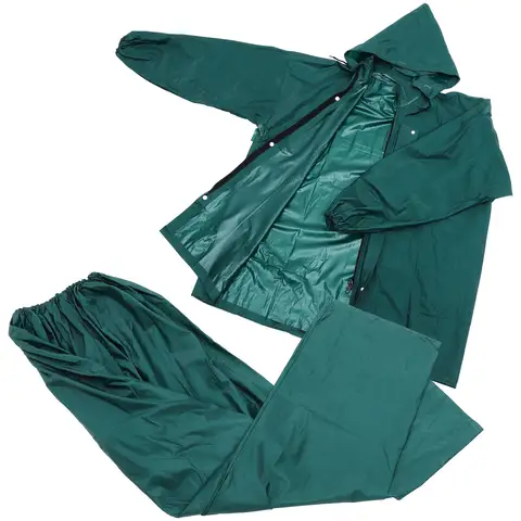 1Set Heavy Duty Collapsible Rain Suit Waterproof Scratch Resistant Hooded Raincoat Pants Set for Jungle Hunting Backpack Cover