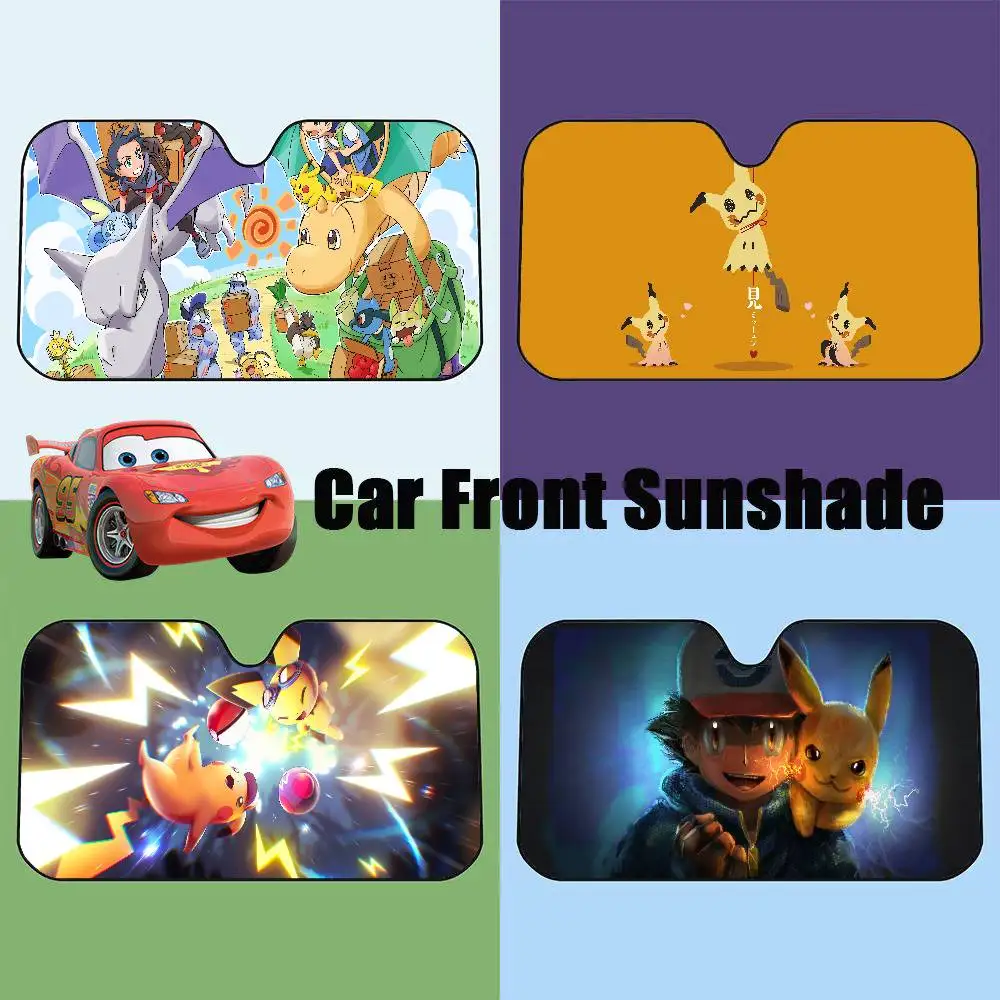 

Автомобильный солнцезащитный козырек Pokemon Pikachu, защита переднего лобового стекла, складной солнцезащитный козырек, устойчивый к ультрафиолетовому излучению, автомобильные аксессуары