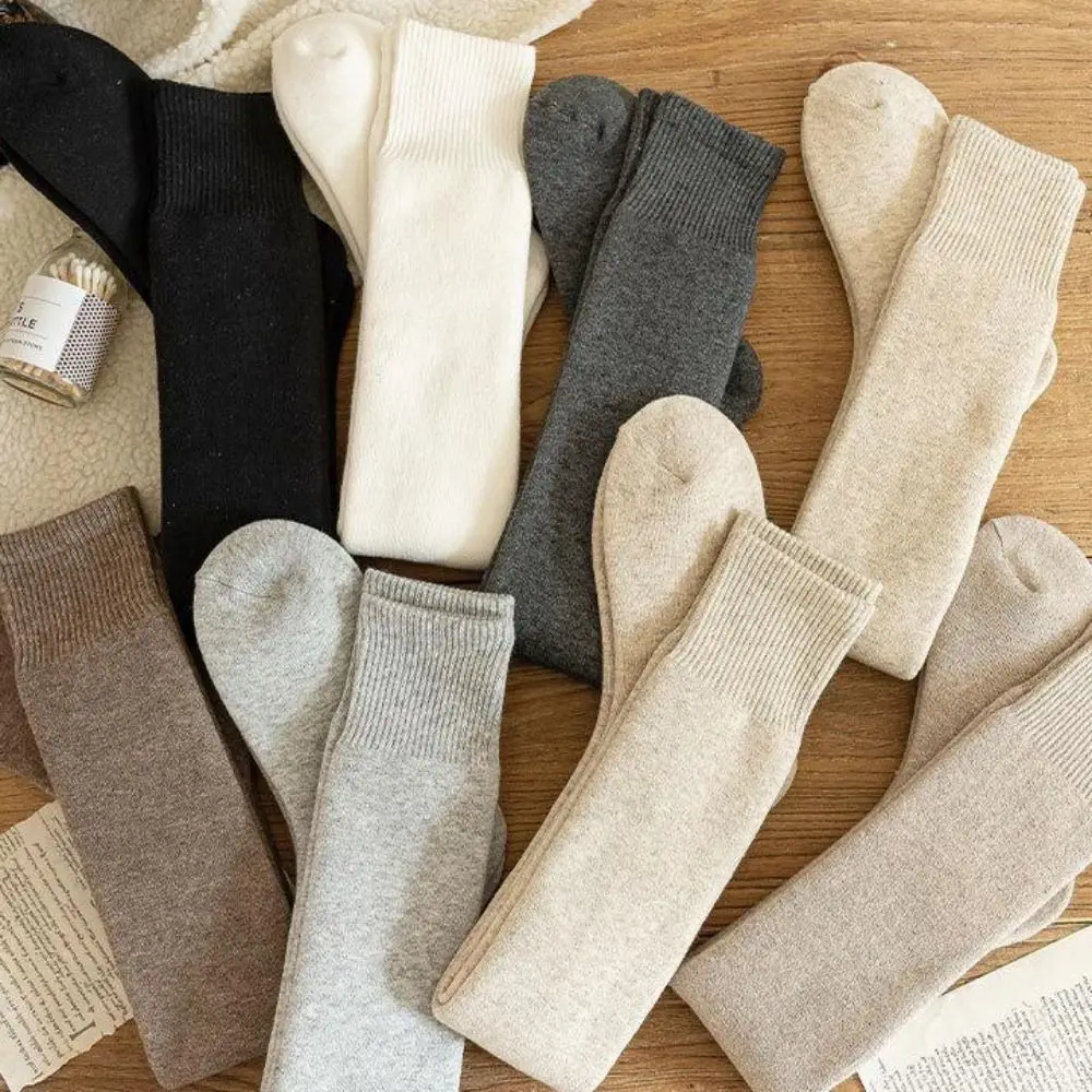 แฟชั่นผ้าฝ้ายเข่าสูงถุงเท้าสีทึบหนากว่าเข่าถุงเท้า JK Lolita เท้าอุ่นฤดูใบไม้ร่วงฤดูหนาว