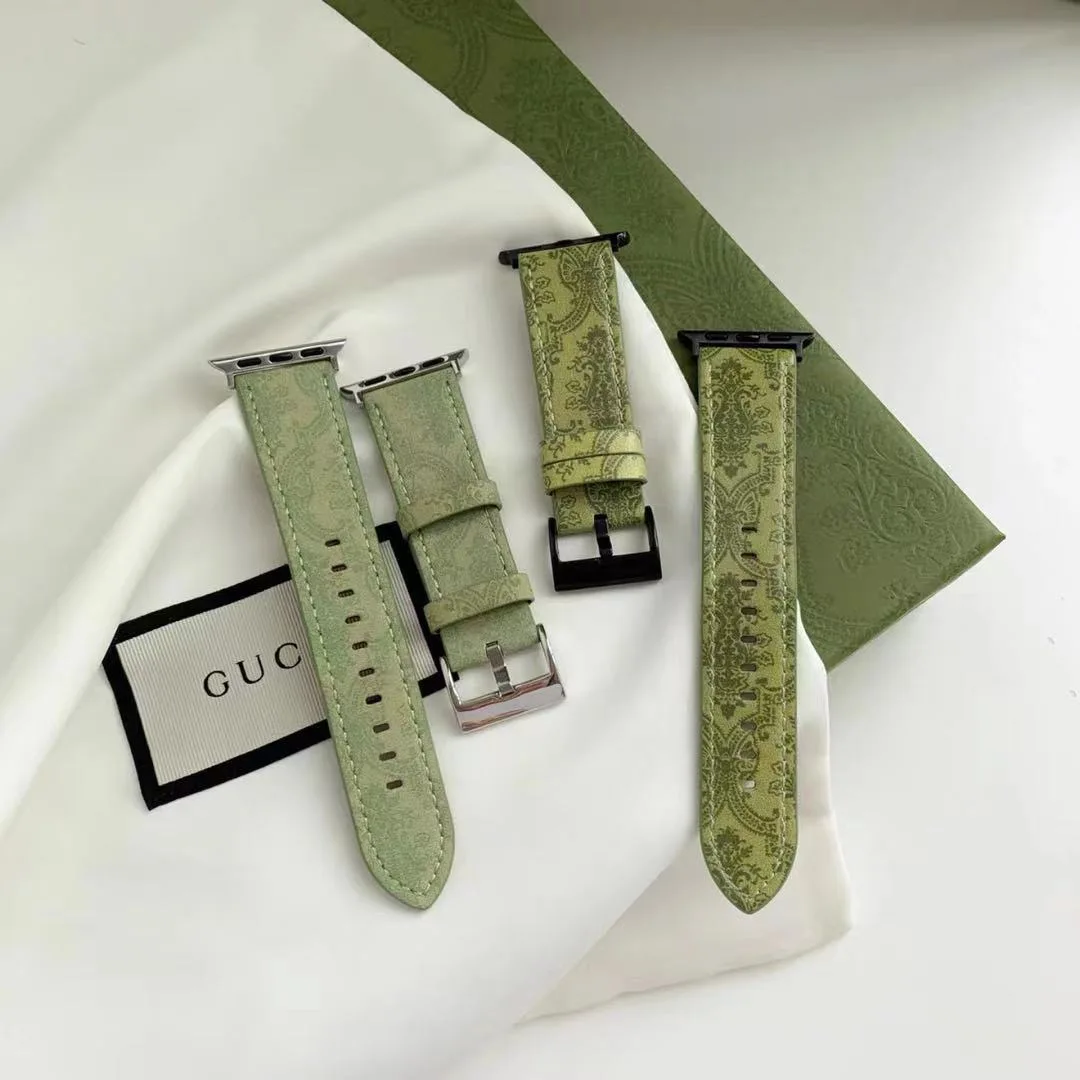 Vintage Leather watch strap for Apple Series 7/6/SE/5/4/3/2/1  iwatch 40mm 41mm 42mm 45mm Retro Green Genuine leather Watchband