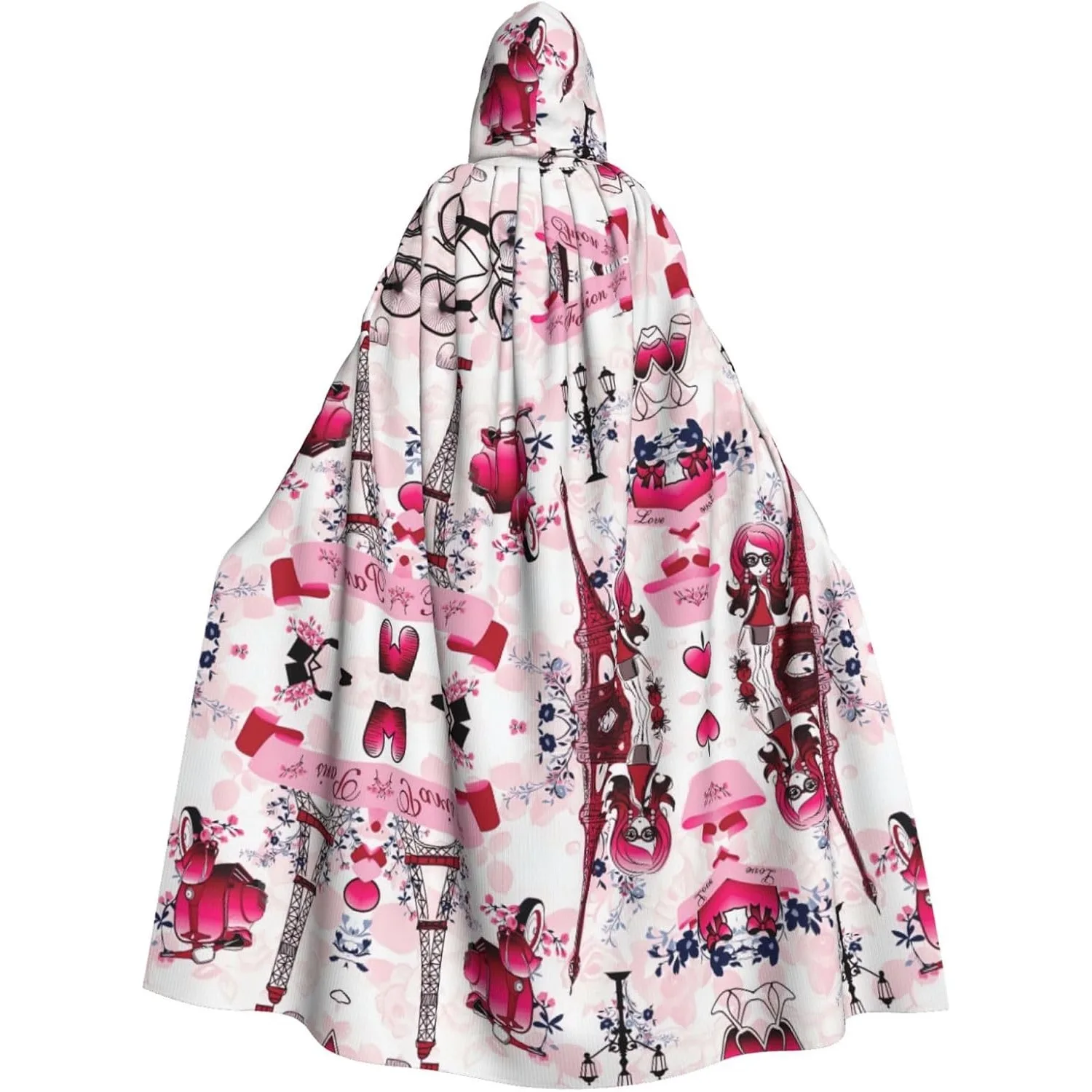 

Париж Эйфелева башня с французским принтом, накидка с капюшоном для взрослых, карнавальная фестивальная накидка, халат для косплея, костюм для вечеринки, готический карнавал