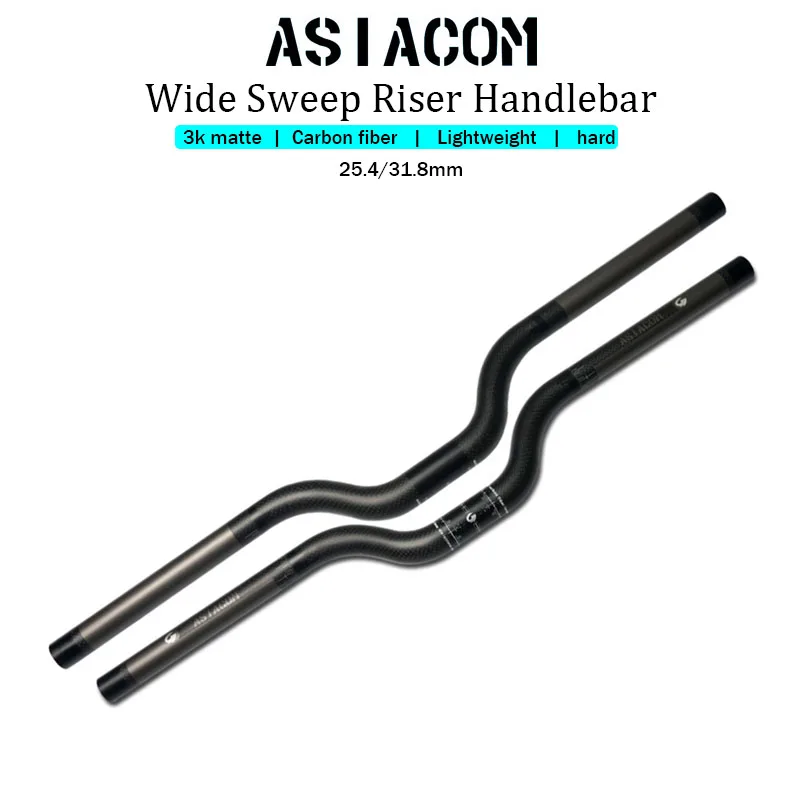 genuine ASIACOM full carbon large sweep riser bar 25.4/31.8mm folding balance mtb bike handlebar