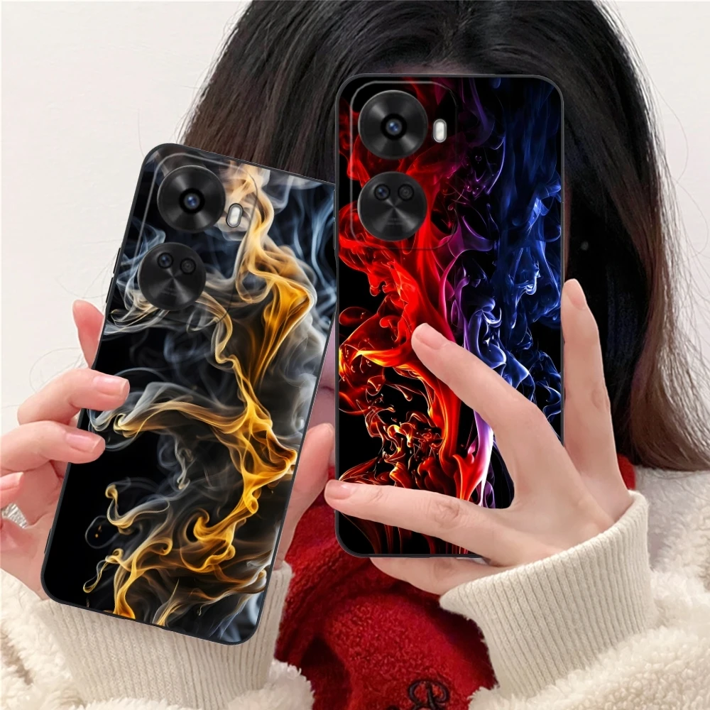 Fire Smoke Painting Mobile Cell Phone Case for Huawei Nova 12 11 10 9 8 7 Pro SE 5G Black Soft Phone Cover Shell