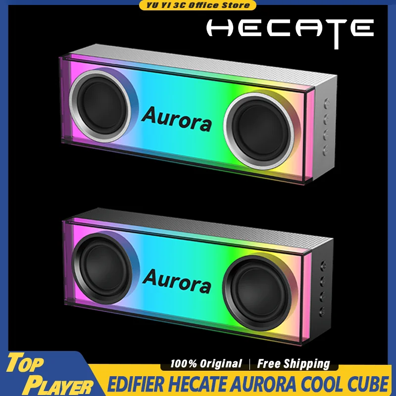 

EDIFIER HECATE Aurora Cool Cube RGB Gaming Speaker Wireless BT 6.0 RGB Design For Desktop PC E-Sport APP Control 20W Max Power