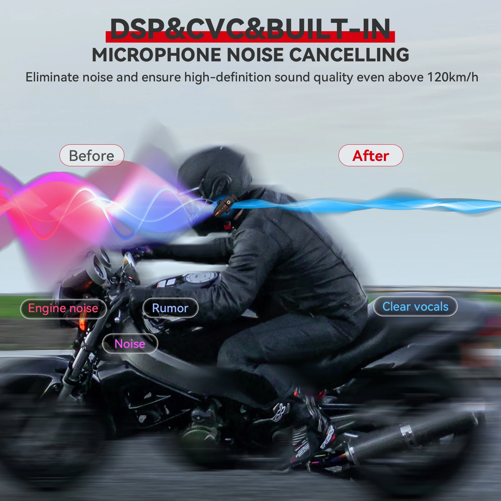 Neues XGP Motorrad-Intercom Helm-Bluetooth-Headset Musik-Sharing Sprachsteuerung Mikrofon Geräuschunterdrückung 1000mAh Akku – Detail 10