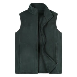 Autumn Winter Preppy Style Turtleneck Zipper Solid Color Pockets Men's Clothing Sleeveless Casual Coats Vests All-match Tops