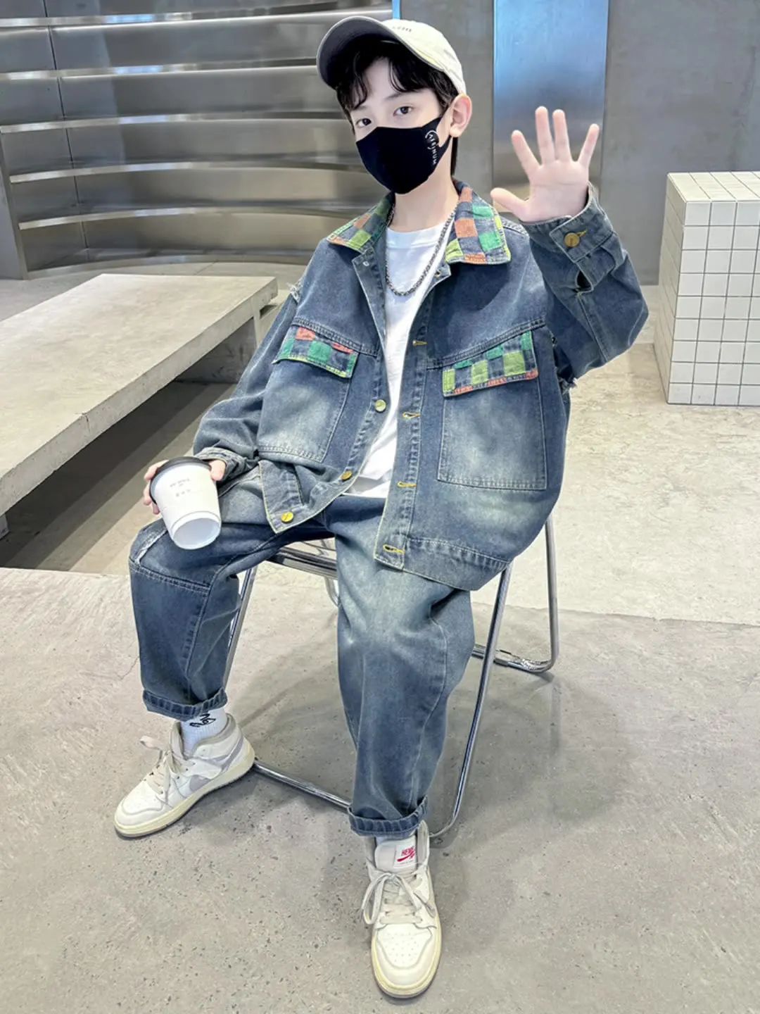 Kids Casual Vintage Jeans and Jacket 2 PCS Clothes Set  Child Cowboy Spring Autumn Tracksuitfor Boy Classic Denim Clothing Suit