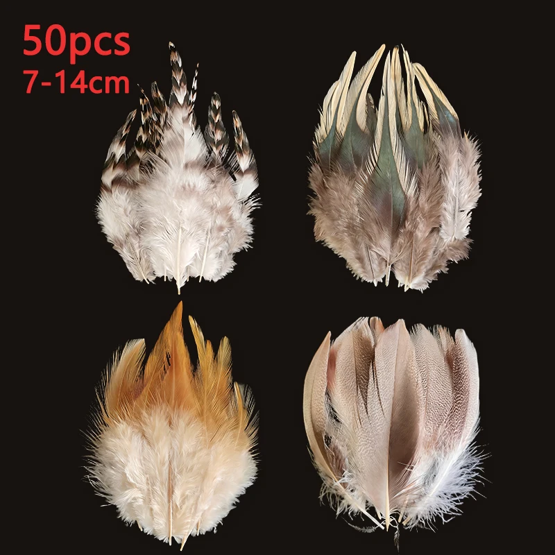 Image of 50 Stück 7-14cm Zweifarbige Ringfasan-Damen-Amherst-Federfedern, lang, für Bastelarbeiten, Karnevalsdekoration, Großpackung, klein