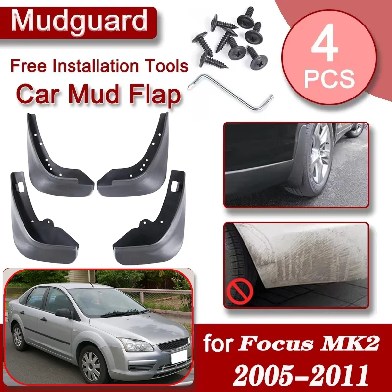 

Car Front Rear Mudguards For Ford Focus 2 II MK2 Sedan C307 C170 2005-2011 Mudflaps Mudguards Anti-splash Mud Flaps Accessories