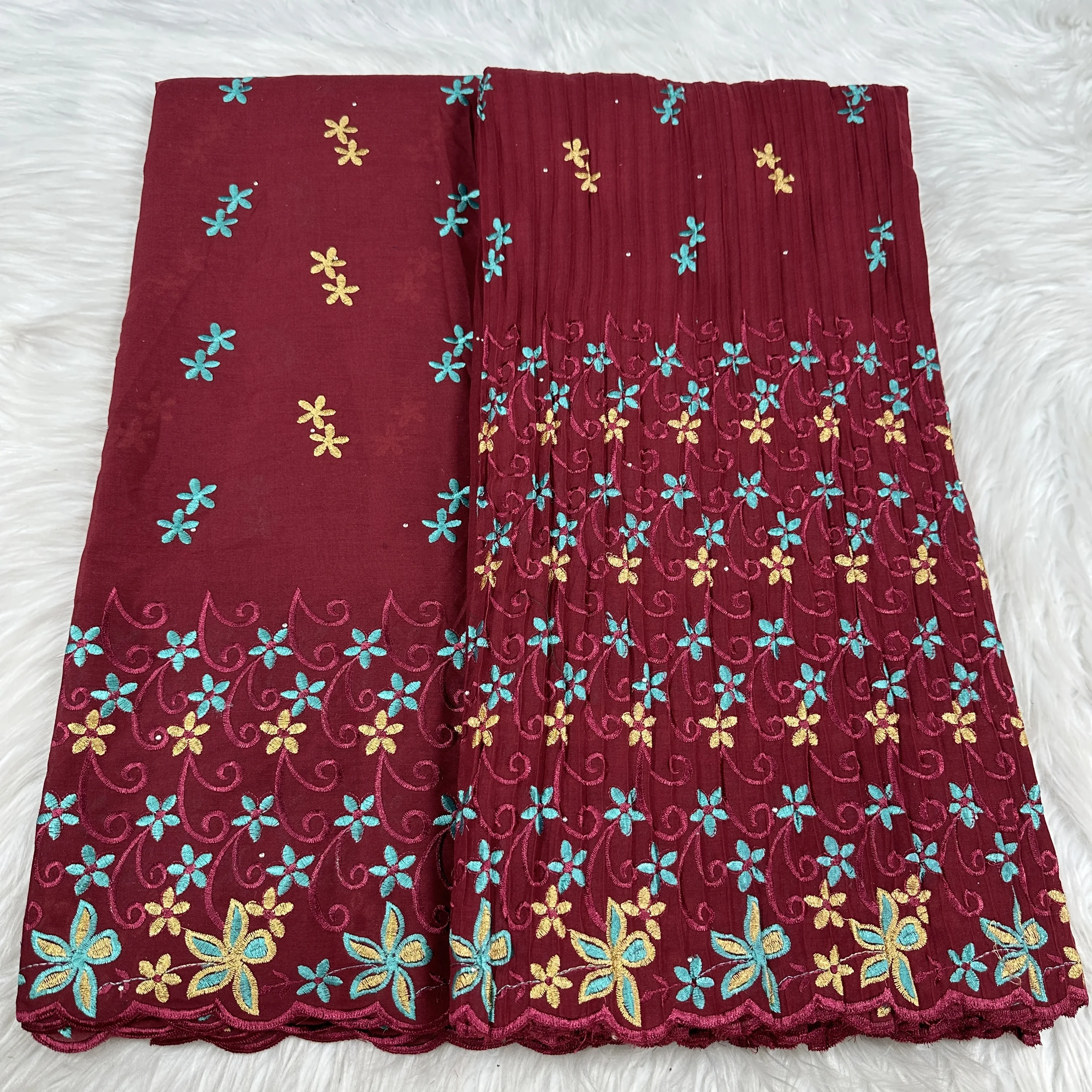 

2025 African Cotton Lace Fabric With Stones High Quality for Nigerian French Swiss Voile Lace 2.5+2.5 Yards For Wedding Dresses