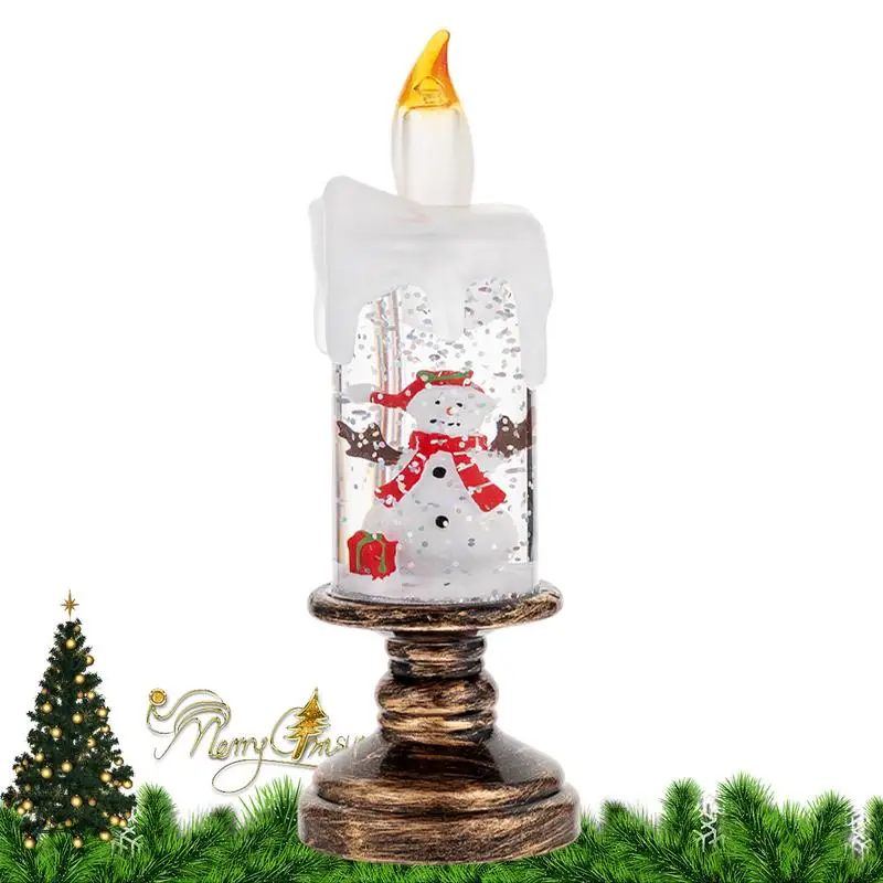 Christmas Decorations Candle Lights Christmas Window Candles Lights LED Flickering Pillar Candles Snow Globe Candle Light