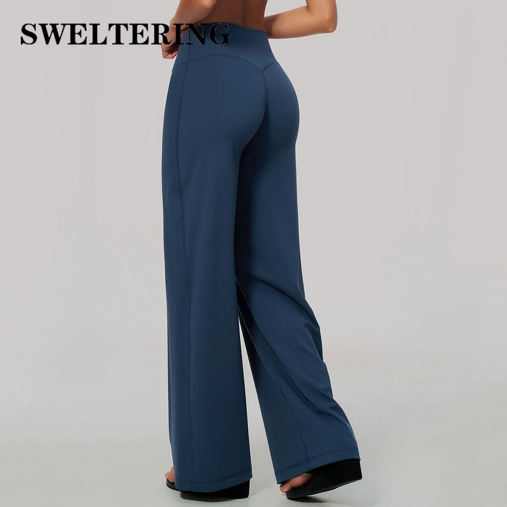 High Waist Wide Leg Yoga Pants Women's Breathable Sports Fitness Bell-bottoms Pants Female Workout Jogging Flared Trousers