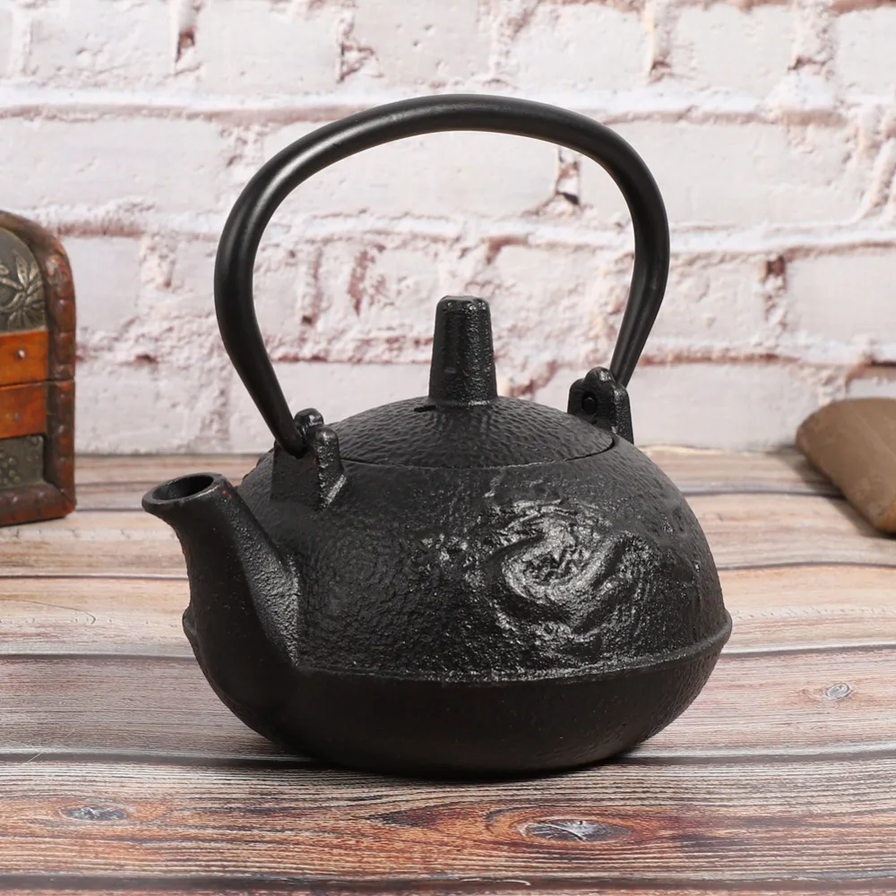 3pcs 0.3L Cast Iron Teapot Double Dragon With Filter And Cover Uncoated Teapot Stovetop Compatible Iron Tea Pot Teahouse Use