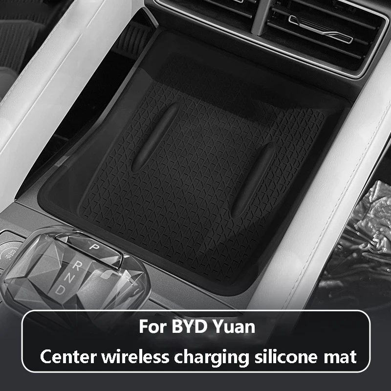 For BYD Yuan Pro UP EV 2024 2025 Silicone Car Wireless Charging Anti-slip Mat Center Control Cup Slot Pad Interior Accessories