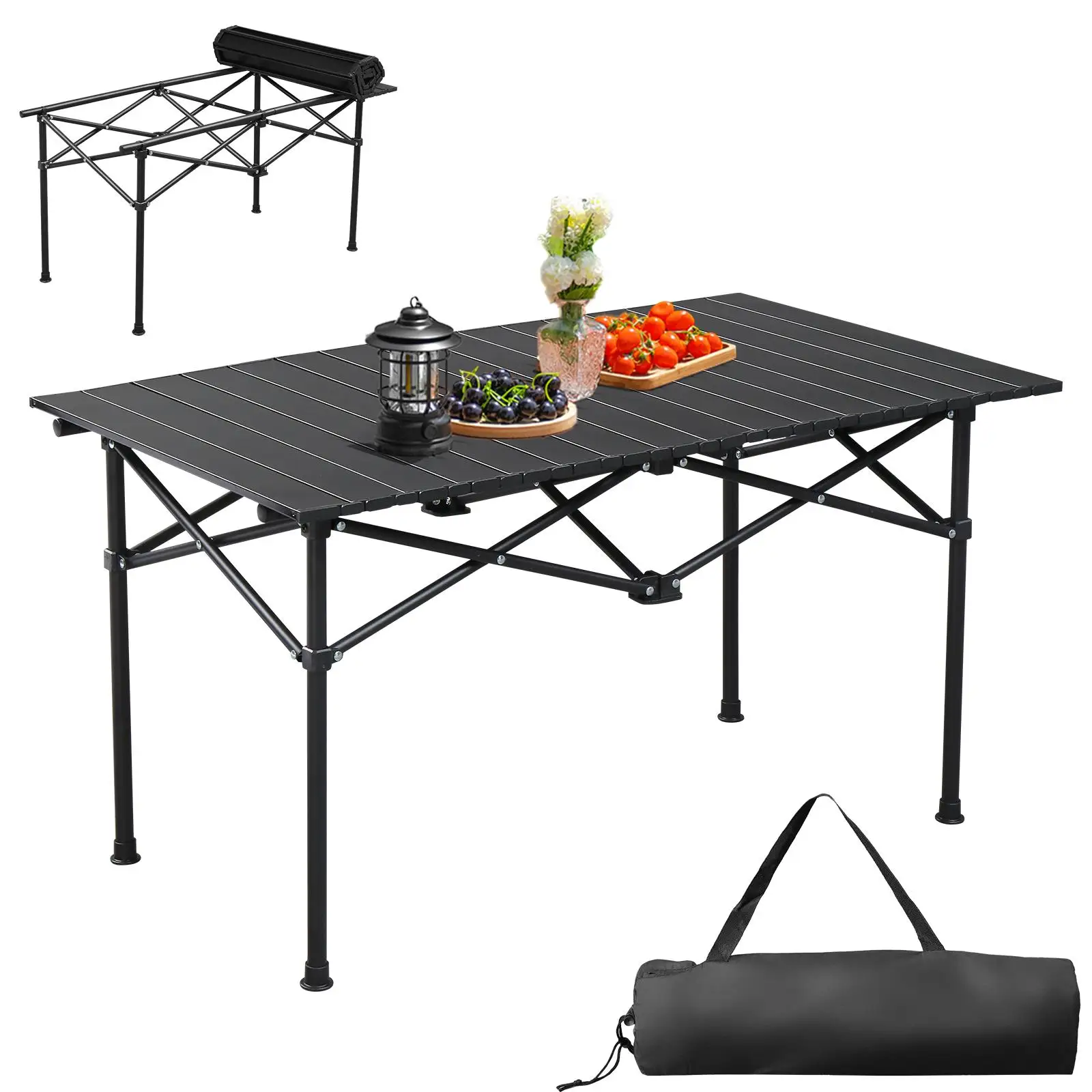 Ultralight Portable Folding Camping Table - Collapsible Outdoor Table for Hiking, BBQ, and for travel - 37x20 in, Black