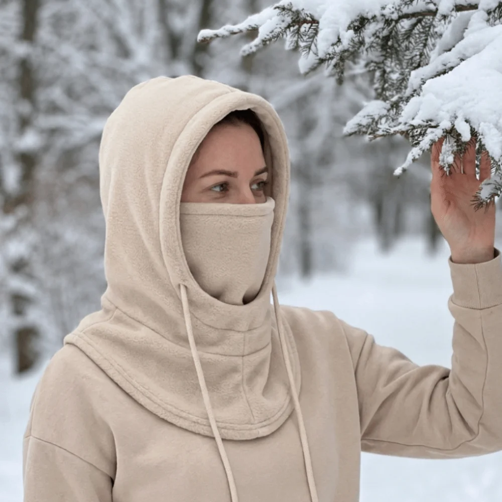 Gift Lined Balaclava Hat Zipper Closure Windproof Warm Face Cover Scarf Hand Washable Thermal Hooded Scarf Motorcycle