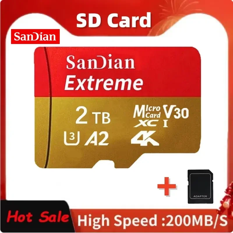 Sandian-Micro Memory Card para Nintendo Switch, Drone, TF, SD, Classe 10, Alta Velocidade, V60, 128GB, 1TB, 512GB, 256 GB, 2TB