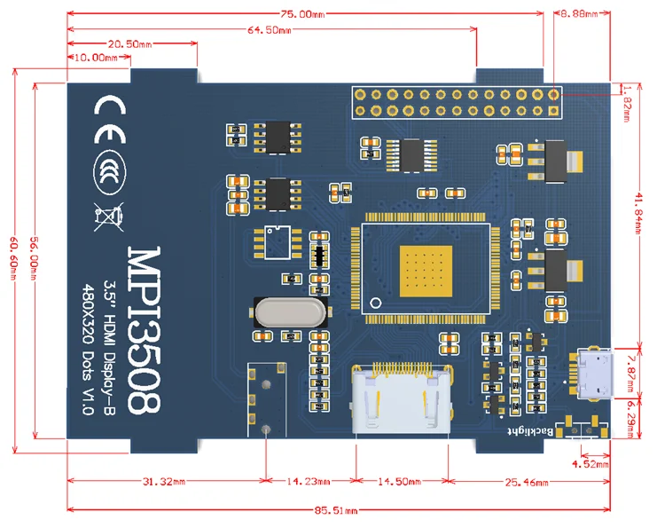LCD Layar Sentuh MPI3508 Monitor HD HMI 3.5 Inci Raspberry Pi