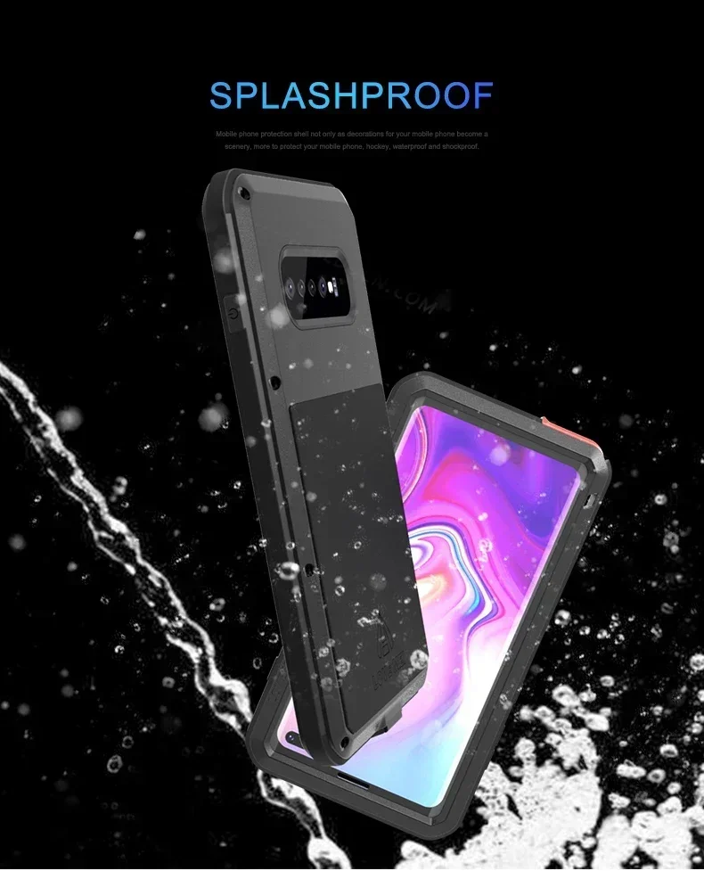 Love Mei Powerful Shock Dirt Proof Water Resistant Metal Armor Cover Phone Case for Samsung Galaxy S10/S10 Plus/S10lite