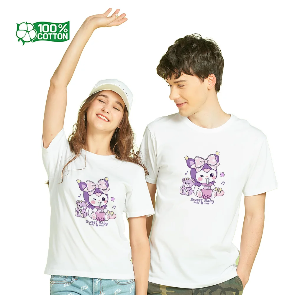 

Sanrio Kuromi Licensed Design T-Shirt 180g 26S 100% Cotton Soft Breathable Fabric Unisex Crew Neck Streetwear Tee Top Clothing