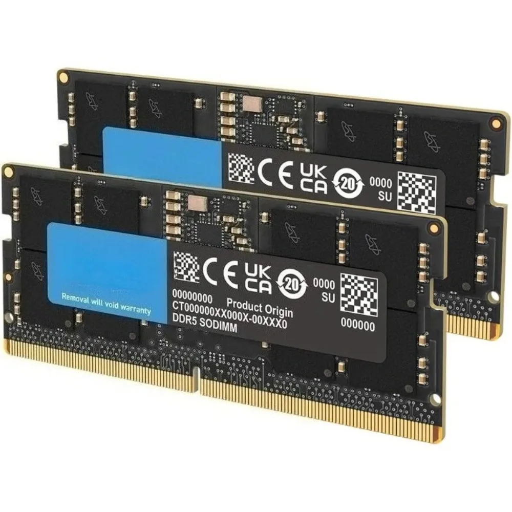 مجموعة ذاكرة الوصول العشوائي DDR5 سعة 64 جيجابايت (2 × 32 جيجابايت)، ذاكرة الكمبيوتر المحمول بدقة 4800 ميجاهرتز CL40 - SODIMM 262-Pin - متوافقة مع Intel Core عشرة - CT2K32G48C40 #1