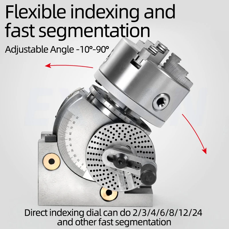 Universal Dividing Head CNC Vertical And Horizontal Milling Machine Dividing Head Simple Fast 4 Inch Three Jaw Chuck Dividing He