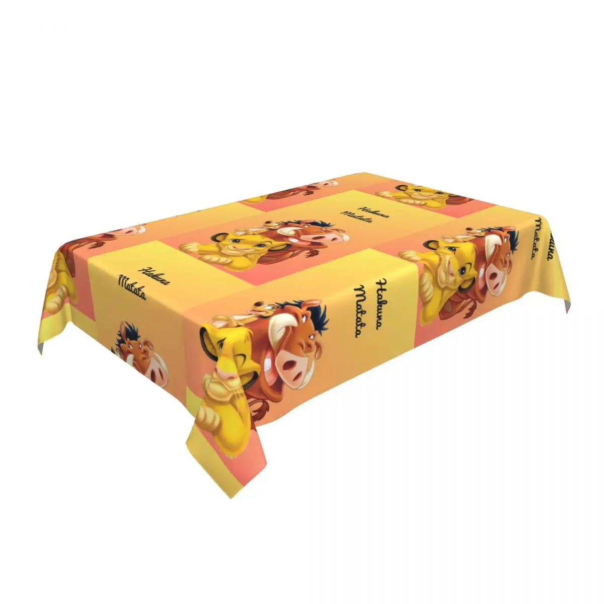 Custom Rectangular King Lion Simba Table Cover Elastic Fitted Hakuna Matata Table Cloth Backing Edge Tablecloth for Picnic