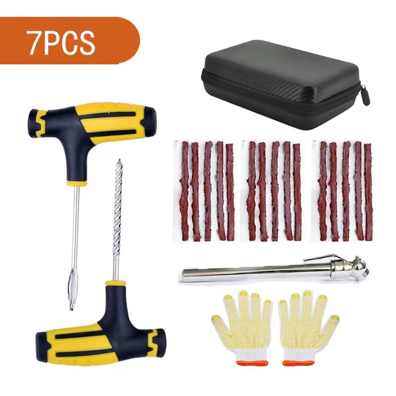 23pcs/42pcs Car Tire Repair Kit, Puncture Plug Tools Tyre Puncture Emergency For Tire Strips Stirring Glue Repair Tool Kit