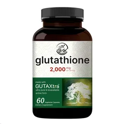 Glutathione supplement 2000mg per serving, 60 vegetarian capsules, main antioxidant - vegetarian friendly, non GMO