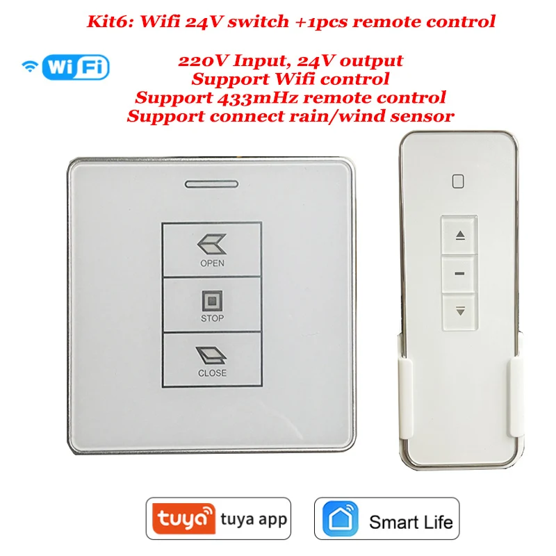 AC or DC Motor Controler Transformer Window Opener Switch Support Rain Wind Sensor OR 433Mhz Remote Control Wifi Tuya Smart Home