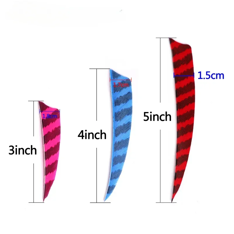 100Pcs 3/4/5Inch Shield Cut Arrow Feathers Striped Real Turkey Cut Feather Archery Accessories Fletching Feathers