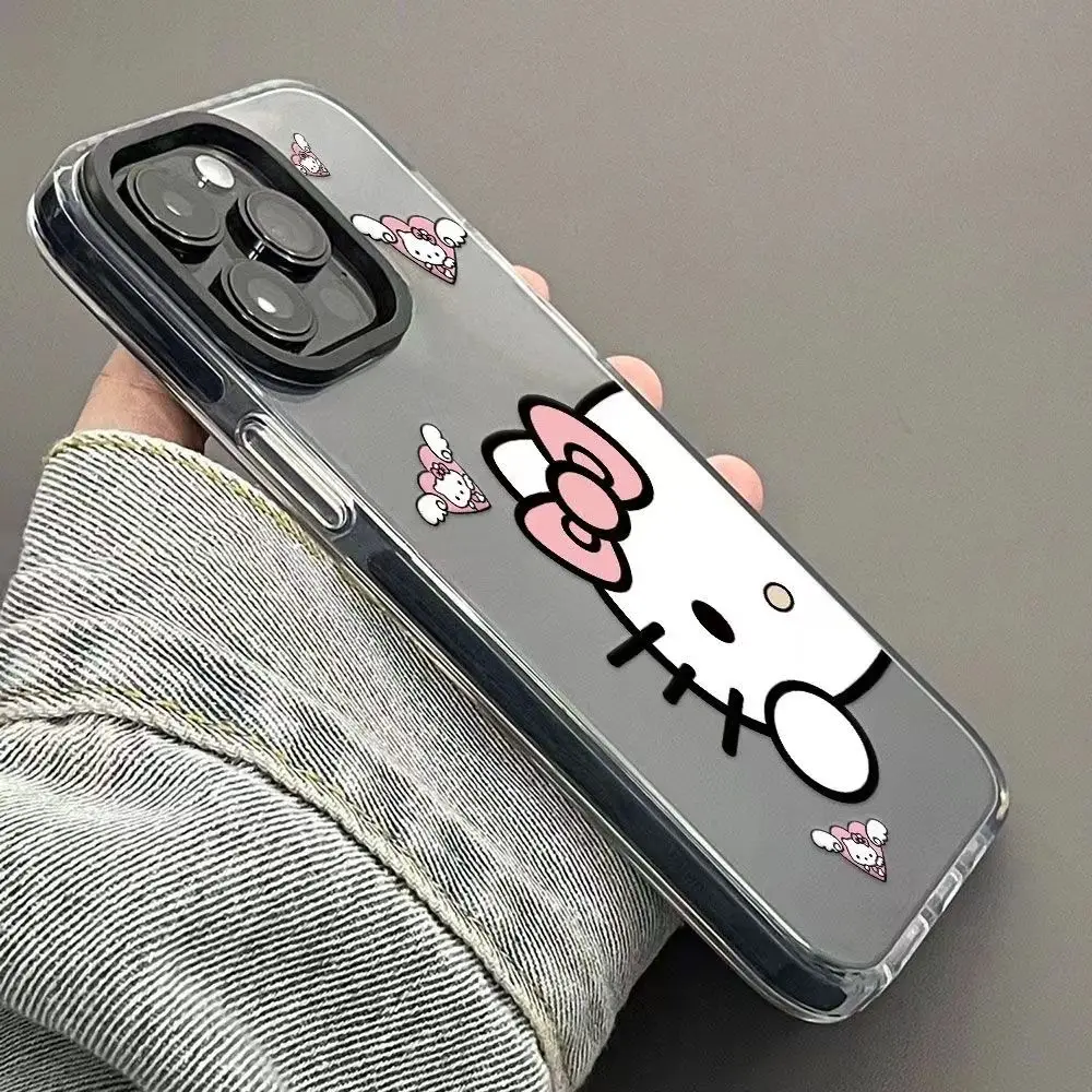 Sanrio Hello Kitty The Big Head Phone Case For iPhone 15 14 13 12 11 Pro Max 7 8 Plus XR XS MAX Y2K Girl Anti Fall Back Cover