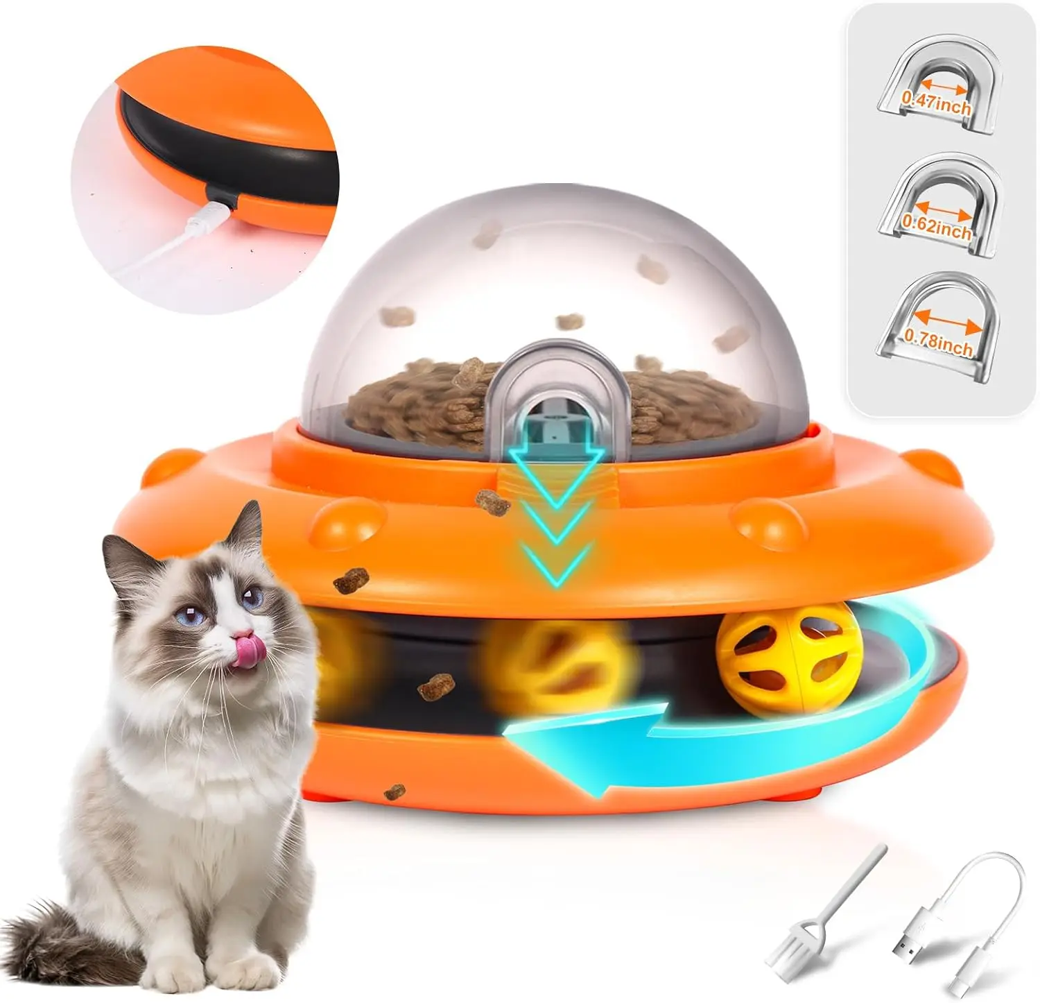 

Cat Treat Dispenser Slow and Automatic Feeder Pet Entertainment Toy Cat UFO Interactive Toys Relieve Stress Training Cat Toy