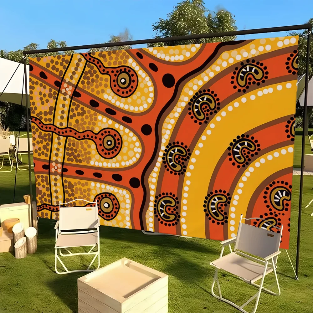 علم فني من السكان الأصليين الأسترالي للتخييم في الهواء الطلق، نزهة، ديكور منزلي، لافتة زينة