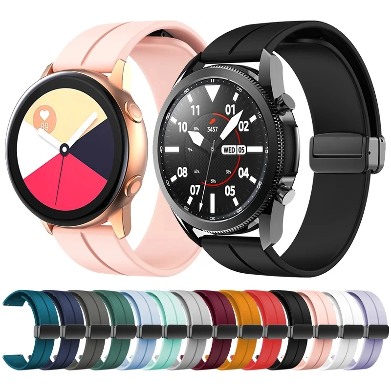 

20 22mm Magnetic D Buckle Band For Samsung Galaxy Watch 3 45mm 41mm/Galaxy Watch 46mm 42mm/Active 2 44mm 40mm/S3 Silicone Strap