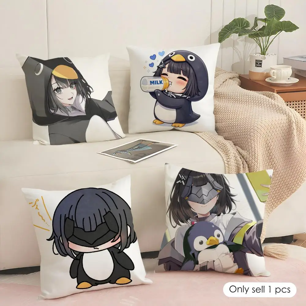 Game Arknights Cute Penguin Cushion Cover Soft Short Plush Pillow Cover Smooth Cozy Texture Aesthetic Cushion Case Home Decor
