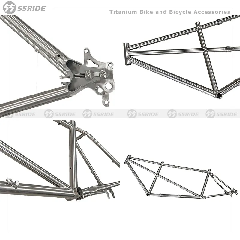 55RIDE Custom Tandem Titanium Gravel Bike Frame , Customized Twin Bicycle Frame with Double Disc Brake