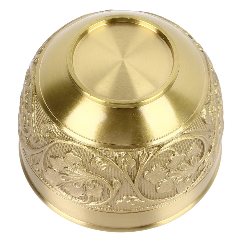 Solid Brass Drinking Tea Cup Embossed Patterns Without Handle Water Offering Bowl Retro European Style Relief Patterns