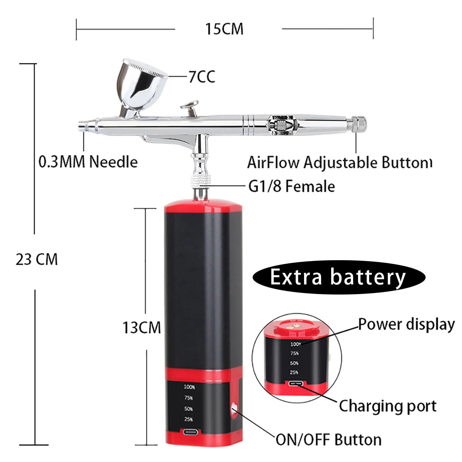 Cordless airbrush kit  replaceable battery  portable  mini air brush compressor for barber,nail,cake,miniature,model,leather art