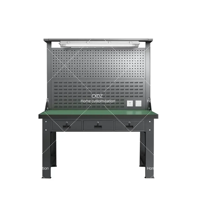 Anti-static Workbench Heavy Duty Fitter Table Workshop Steel Plate Assembly Maintenance Experimental Tool Bench with Light