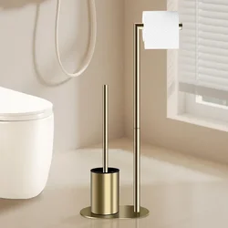 New Stainless Steel Toilet Brush Paper Towel Holder Removable Bathroom Floor Storage Rack Perforation Free Black