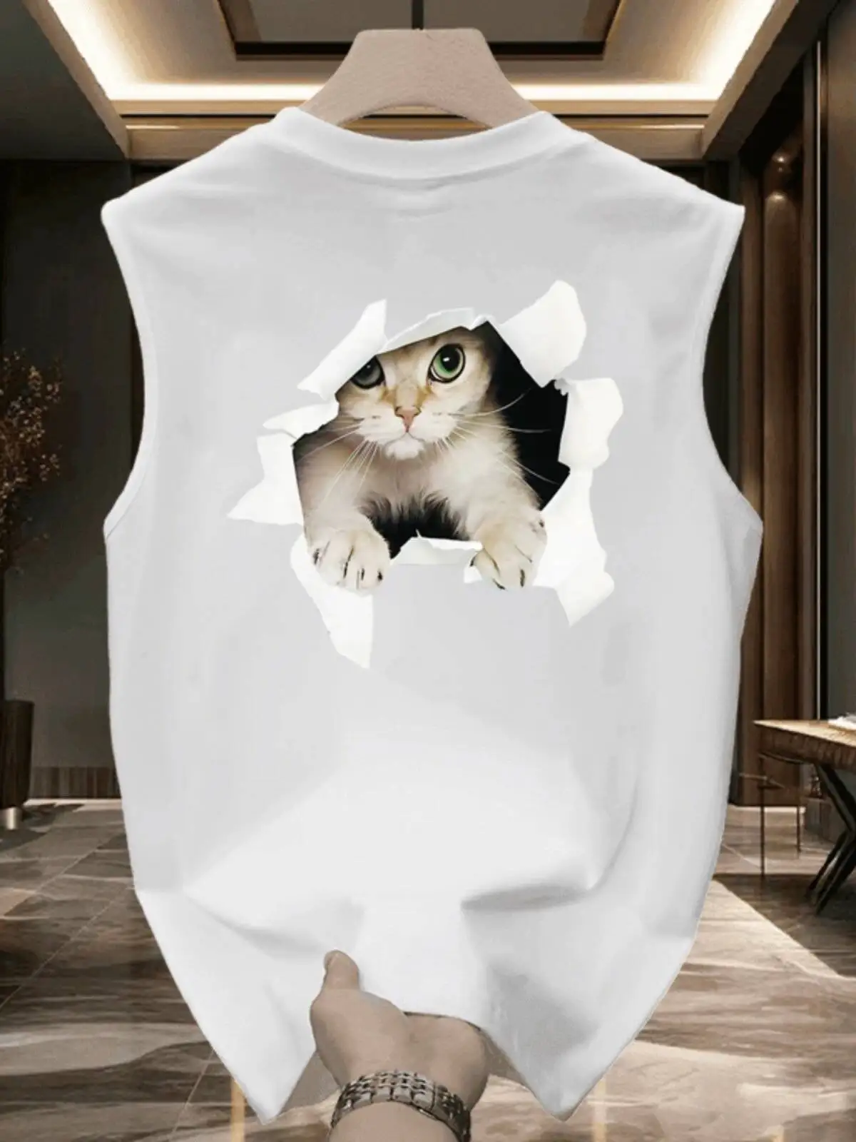 

Summer Cotton Vest T-Shirt Pure Cotton Tagless Tail Single Button Versatile Fashion Sun Protection Clothing for Men