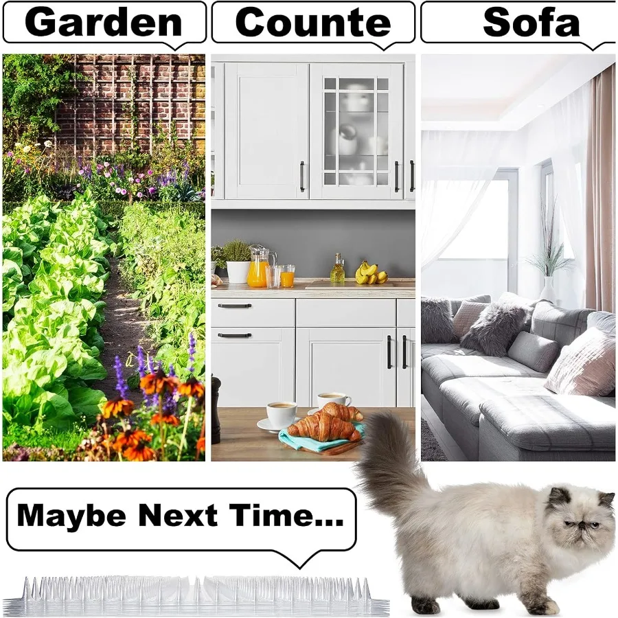 12 قطعة من حصيرة الردع للقطط مع مسامير للاستخدام الداخلي والخارجي حاجز مضاد للحيوانات الأليفة للنباتات وعدادات نافذة أريكة الحديقة #3