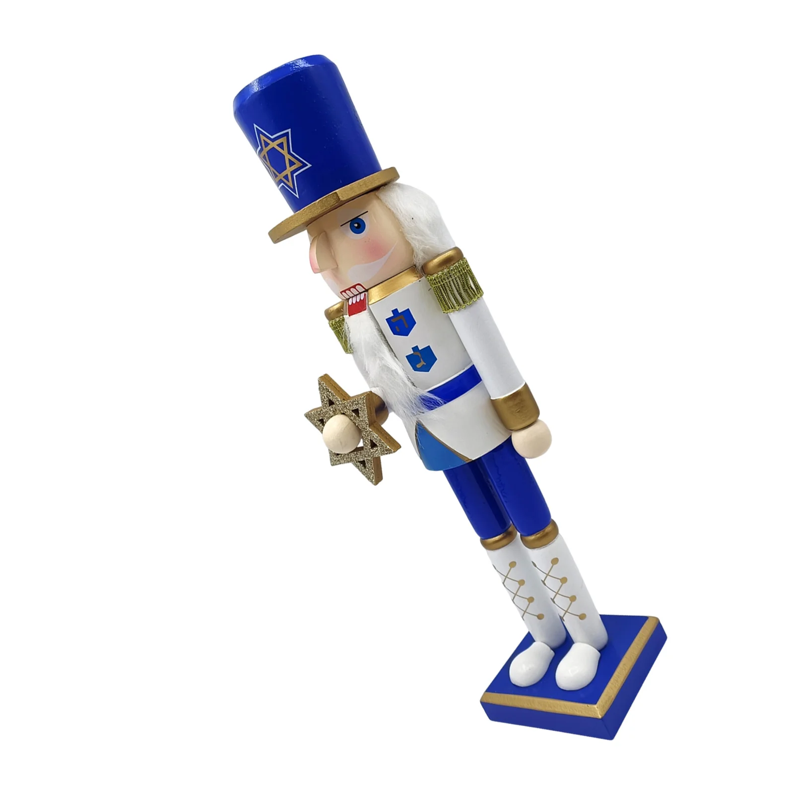 

Hanukkah Nutcracker Soldier 38 Cm Blue White Wooden Figure Judaica Star of David Christmas Nutcracker Decoration Party Supplies