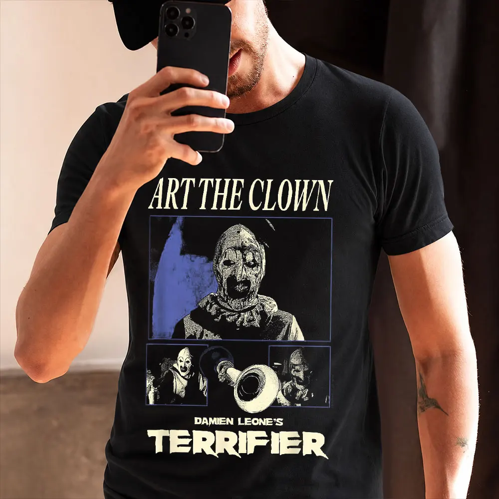 Retro Horror Movie Terrifier Art The Clown Killer Scary Halloween Gift T Shirt 0803 Short Sleeve Graphic clothes All size tops