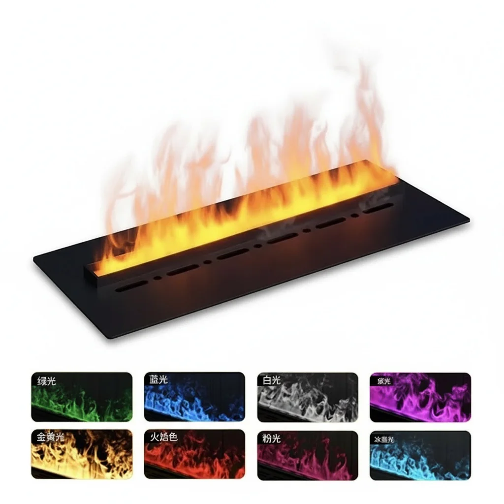 Electric Steam Fireplace, 1500W Metal Water Vapor Fireplace with 3D LED Flame, App-Controlled Freestanding Heater, Thermostat
