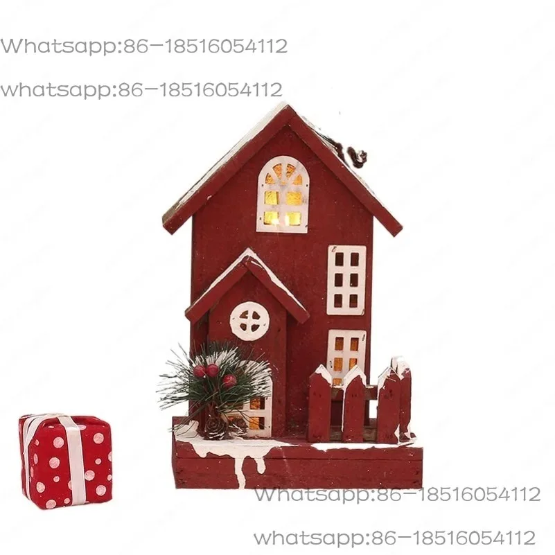 

Christmas, New Wooden Christmas Tree, Bright Red Christmas Cottage, Snow House Decoration Supplies, Scene Decoration Accessories