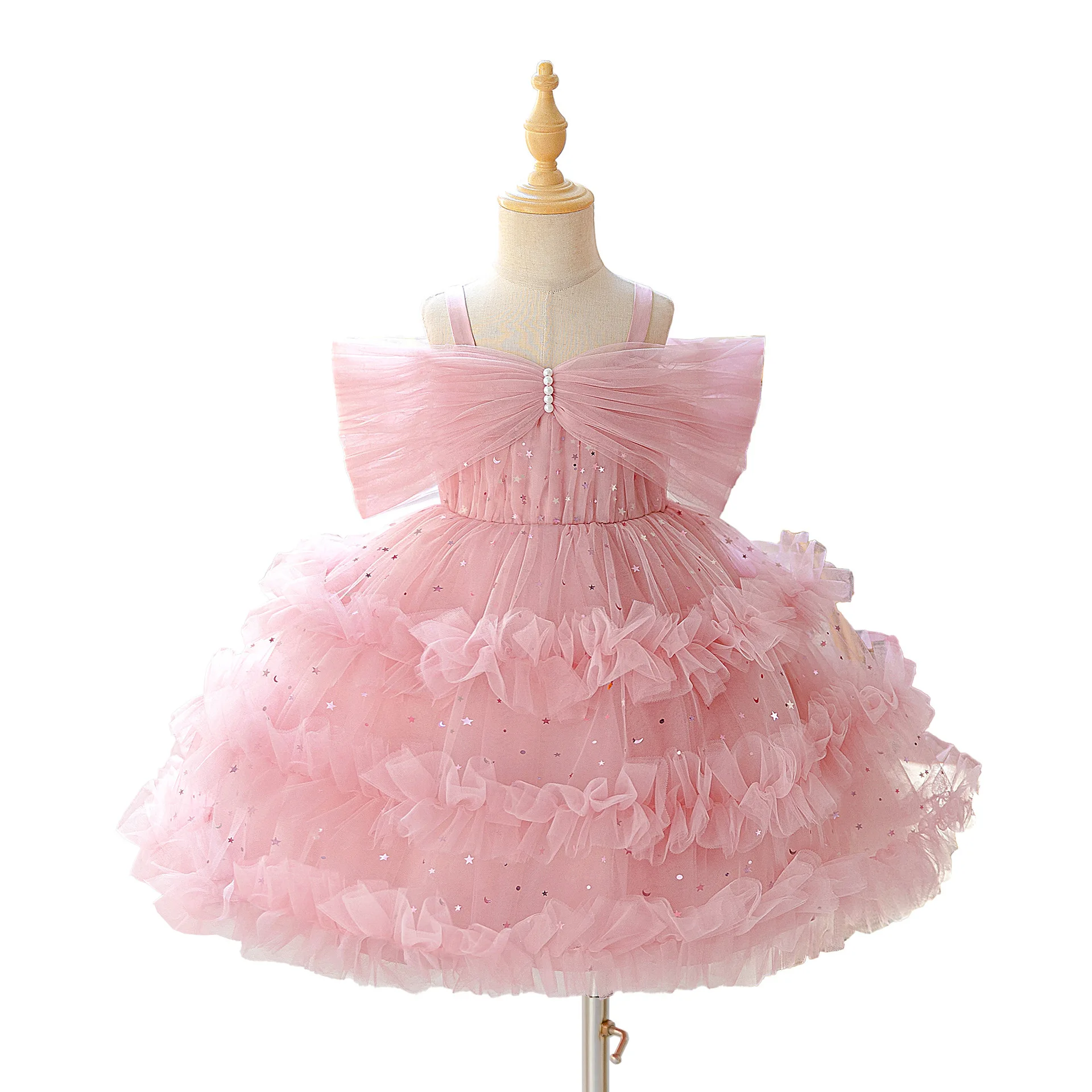 Summer Party Flower Girls Dress Elegant Bridesmaids Birthday Princess Prom Dresses Girl Gala Tulle Wedding Pageant Gown Vestidos